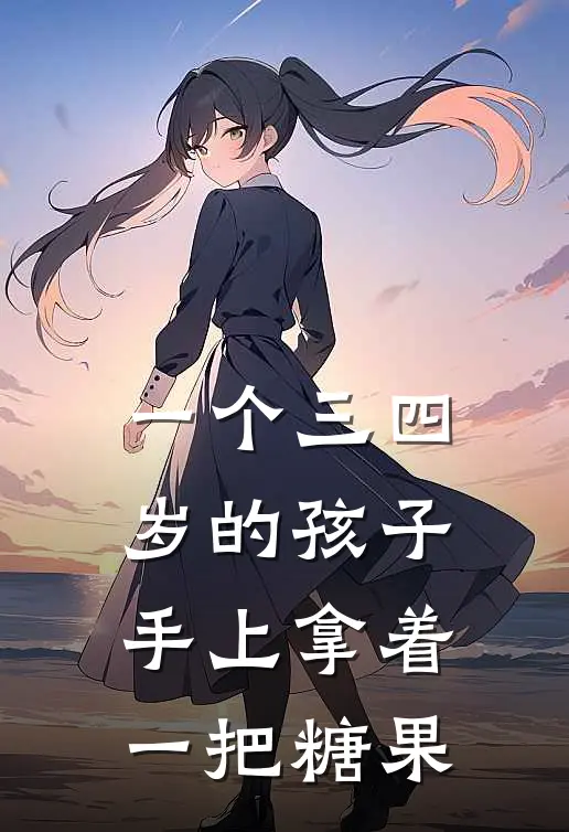 一个三四岁的孩子,手上拿着一把糖果