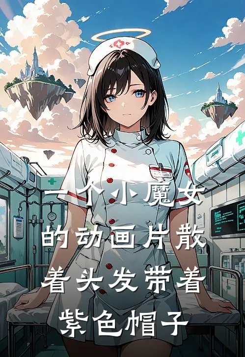 一个小魔女的动画片散着头发带着紫色帽子