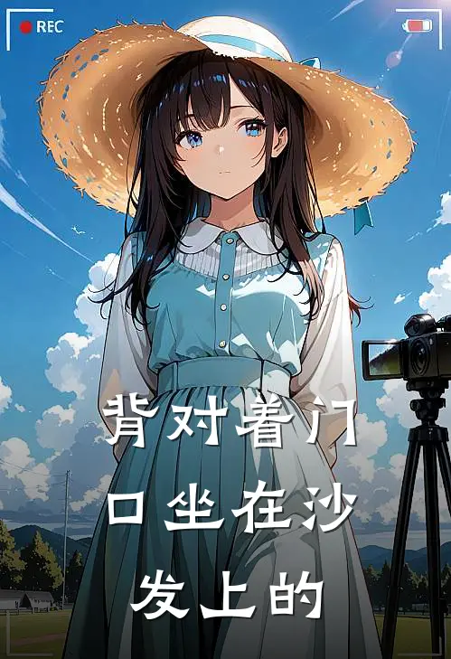 背对着门口坐在沙发上的
